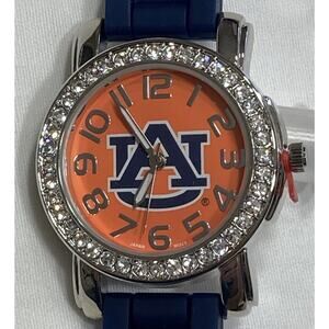 Auburn Tigers Ladies Crystals Watch, Blue Silicone Band, NCAA